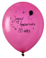 8 ballons Joyeux anniversaire 70 ans - rose