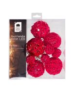 Guirlande boules rotin 10 LEDS - 1.20m