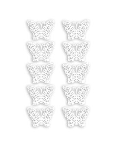 10 papillons dentelle blancs à coller - 4 cm x 3 cm