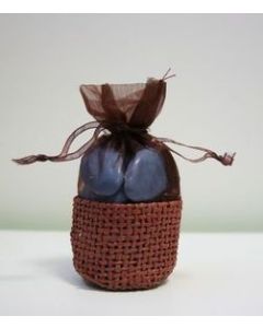 Bourses en jute et organza de couleur chocolat à prix choc