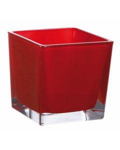 Vase cube rouge – 14 cm