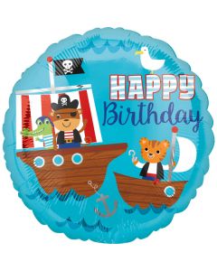 ballon hélium rond theme pirate happy birthday