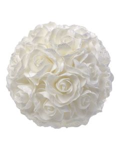 Boule de roses en mousse - blanche pailletée