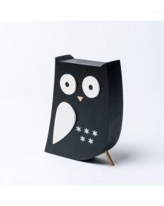 Hibou déco noir et blanc - 12 cm