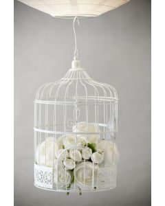 Urne cage oiseau - blanche