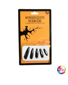 10 ongles de sorcière géants - noir