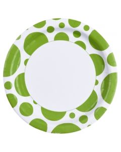 assiette jetable pois vert anis