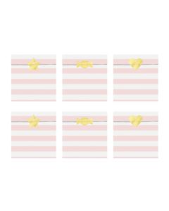 x6 Sachets Anniversaire Rayé rose et blanc avec stickers