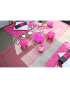 Chemin de table sinamay pailleté - fuchsia