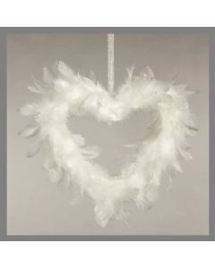 coeur ajouré en plumes blanches