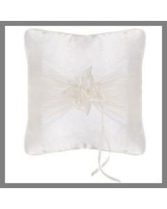 Coussin alliances blanc avec papillon ivoire