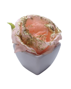 Rose pailletée rose avec pot
